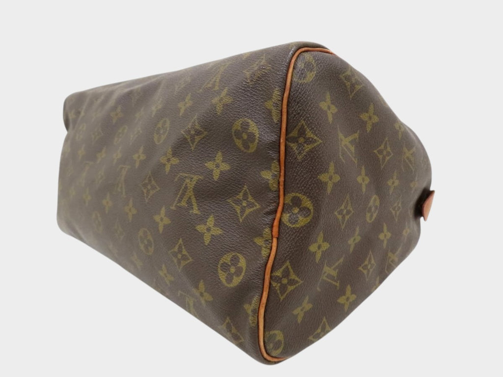 LOUIS VUITTON◆Monogram Speedy◆Toile fabric, calf leather, genuine leather◆Handbag, mini Boston bag◆Brown, gold