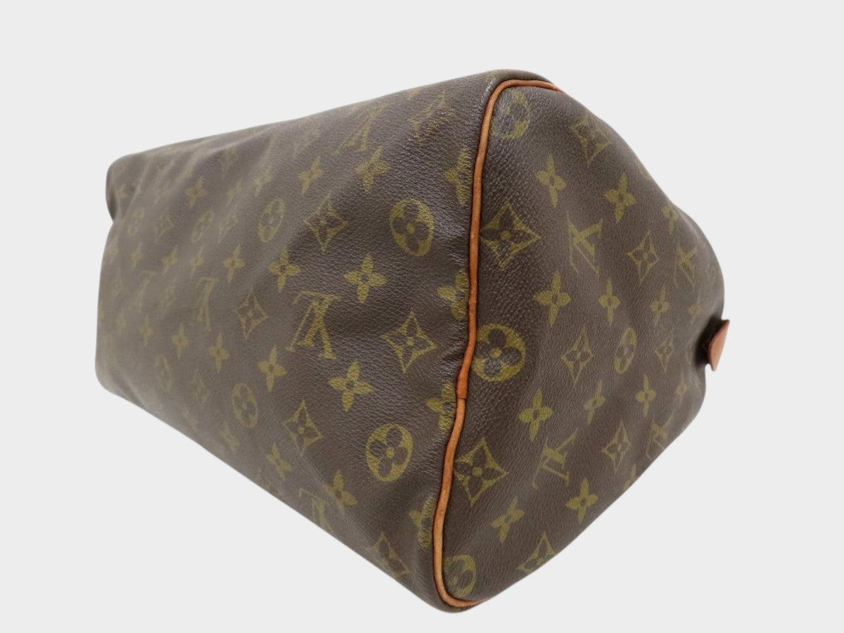 LOUIS VUITTON◆Monogram Speedy◆Toile fabric, calf leather, genuine leather◆Handbag, mini Boston bag◆Brown, gold