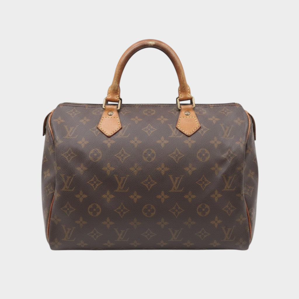 LOUIS VUITTON M41526 Monogram Speedy 30 Handbag Mini Boston Bag for Women and Men, Brown