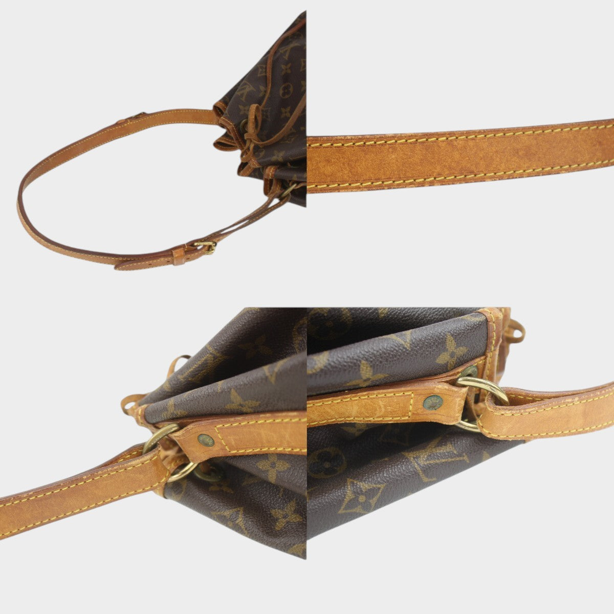 Louis Vuitton Noe One Shoulder Bag Drawstring Bag Monogram Brown Gold Hardware M4222