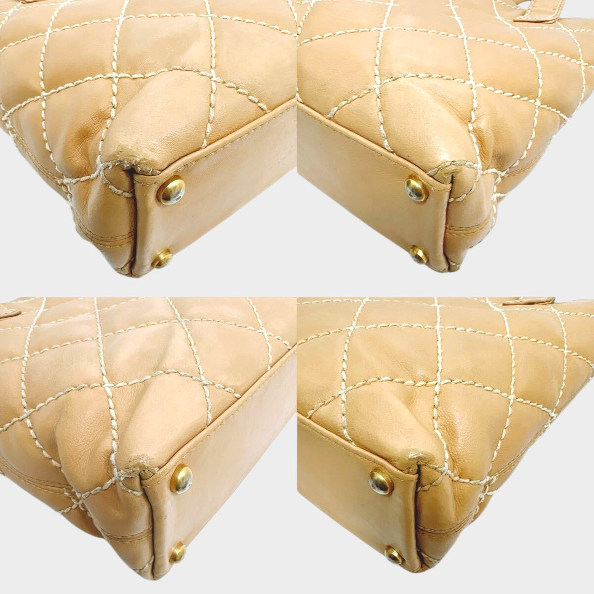 [Chanel] Wild Stitch Tote Bag, Beige, Handbag, Gold Hardware, Authentic, Tasche