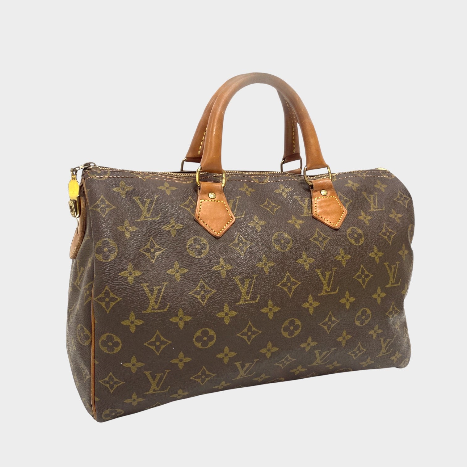 Louis Vuitton Monogram TALON Zip USA Made Mini Boston Bag Handbag Brown FW6594