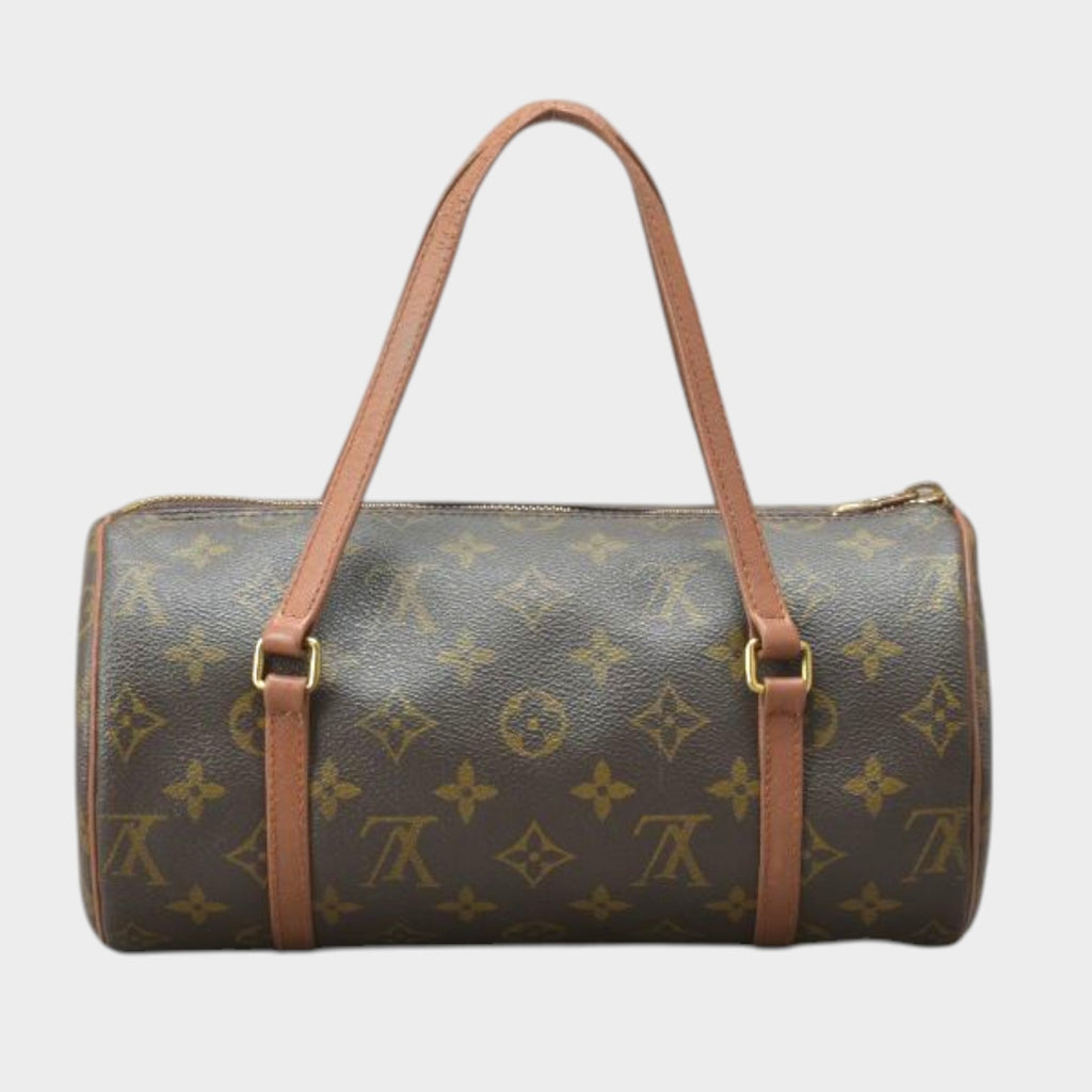 Louis Vuitton Papillon 26 handbag, Monogram leather, brown, M51366, cylindrical shape, Papillon PM, vintage bag /080528-86/