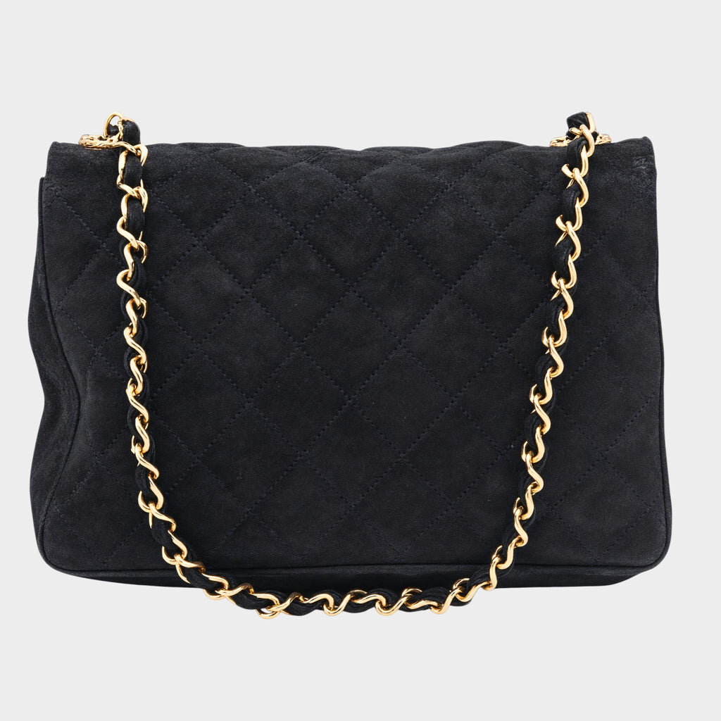 Chanel Matelassé Suede x Rhinestone Shoulder Bag, Black, Tasche