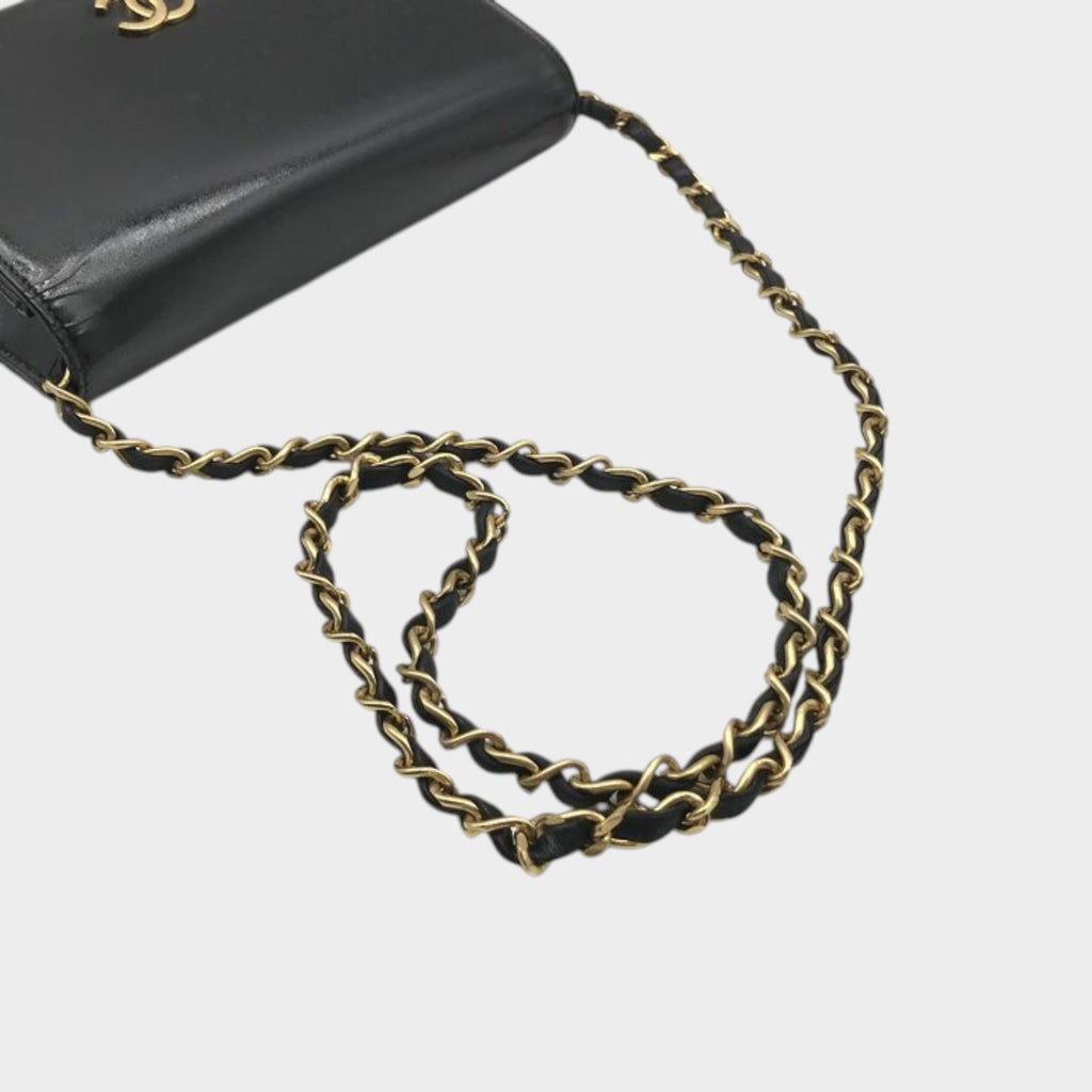 CHANEL Chanel Coco Mark Push Lock Chain Shoulder Bag Black Brand Women'