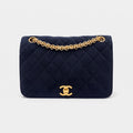 Excellent Condition CHANEL Coco Mark Matelassé Chain Shoulder Bag, Cotton, Tasche