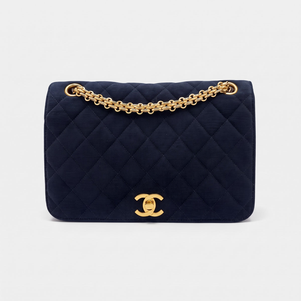 Excellent Condition CHANEL Coco Mark Matelassé Chain Shoulder Bag, Cotton, Tasche