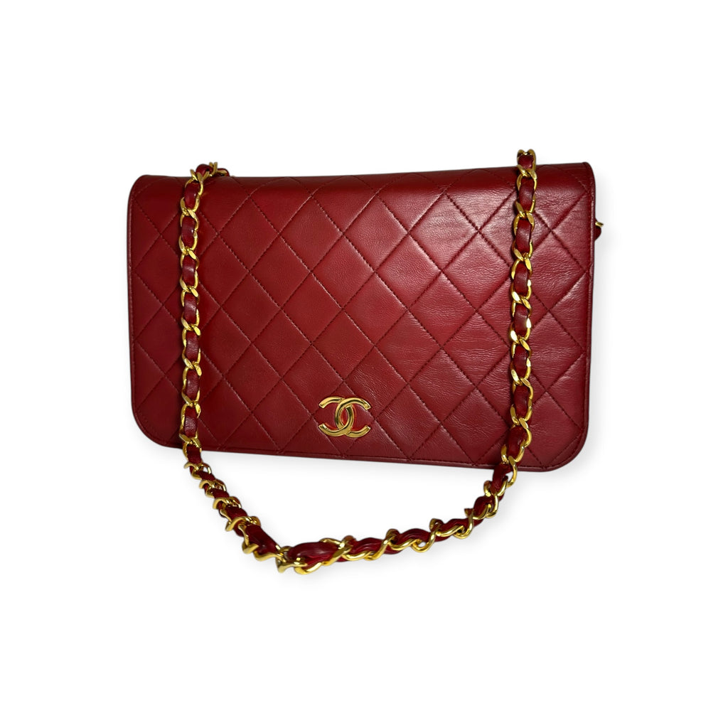Chanel Coco Mark Matelassé Lambskin One-Shoulder Bag with Gold Hardware, Women's, Red,