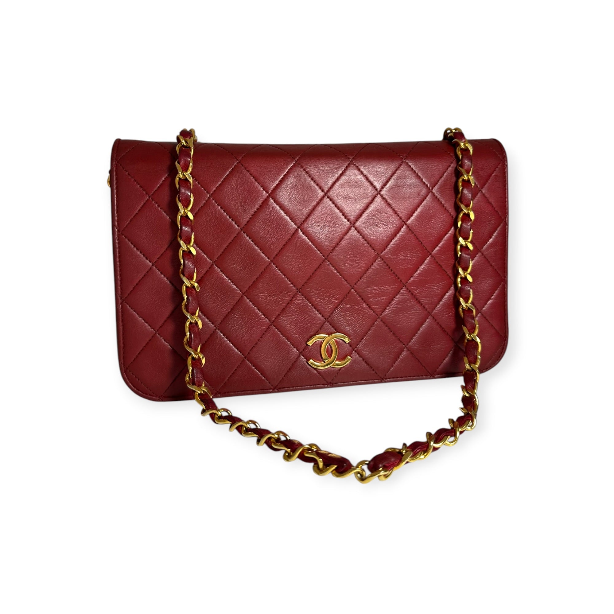 Chanel Coco Mark Matelassé Lambskin One-Shoulder Bag with Gold Hardware, Women's, Red,