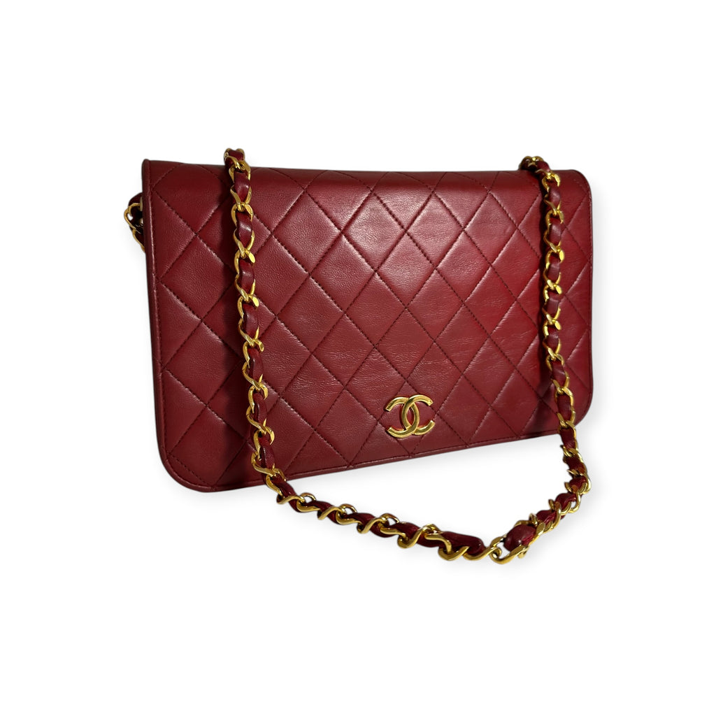 Chanel Coco Mark Matelassé Lambskin One-Shoulder Bag with Gold Hardware, Women's, Red,