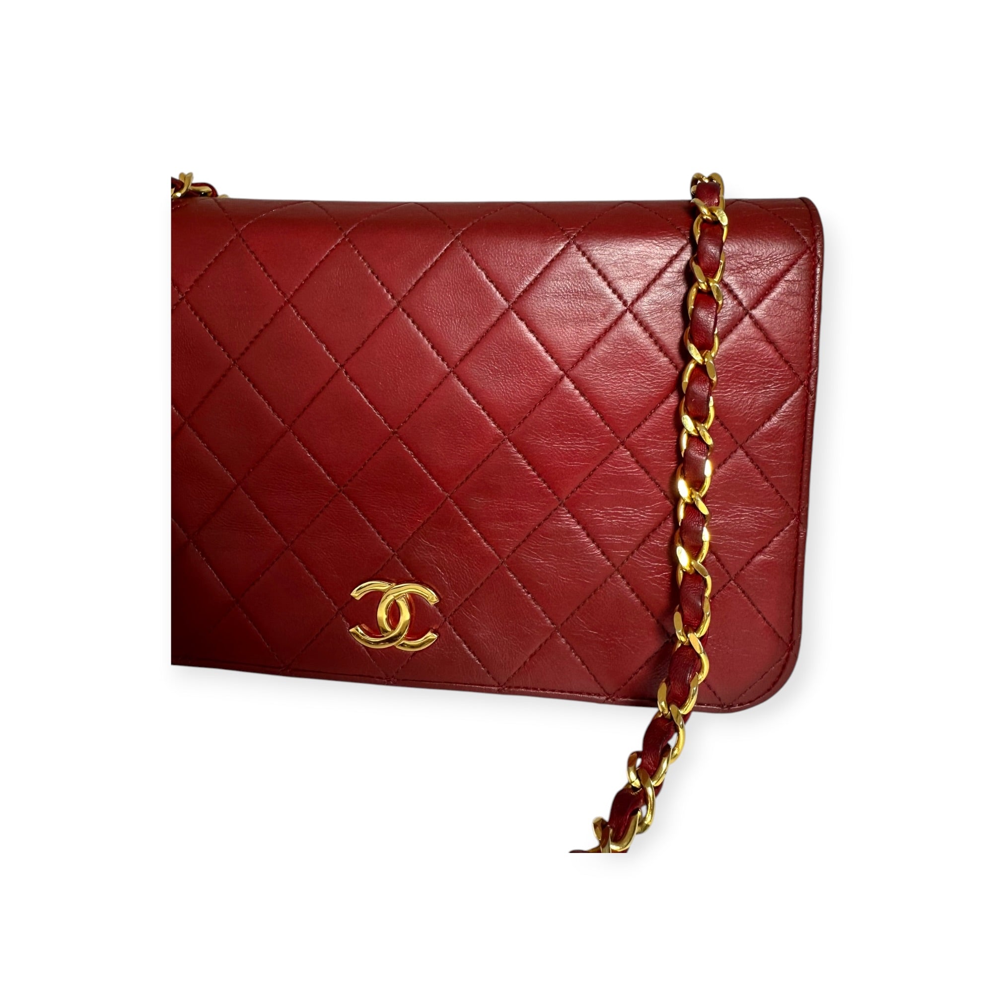 Chanel Coco Mark Matelassé Lambskin One-Shoulder Bag with Gold Hardware, Women's, Red,