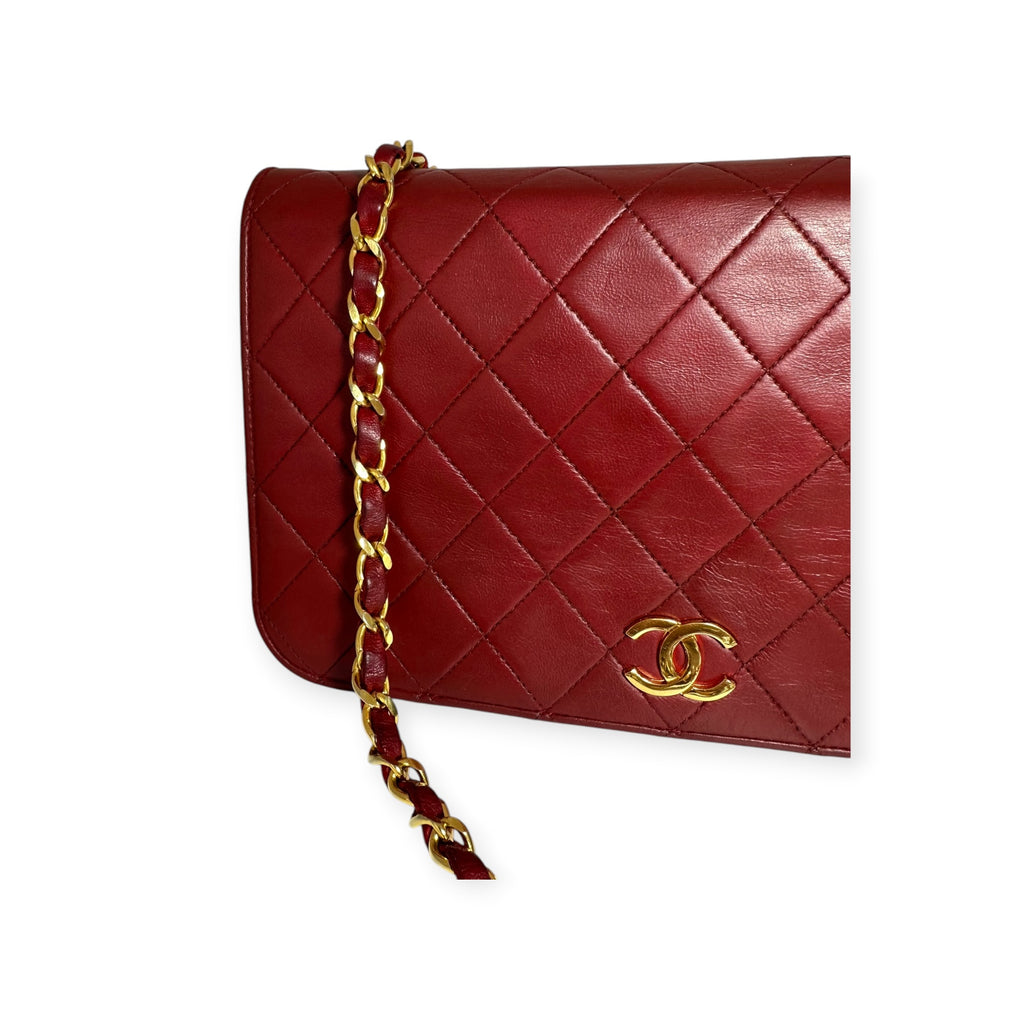 Chanel Coco Mark Matelassé Lambskin One-Shoulder Bag with Gold Hardware, Women's, Red,