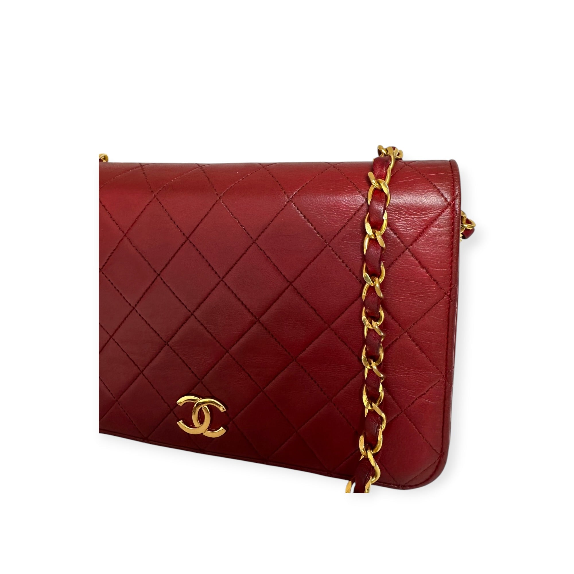 Chanel Coco Mark Matelassé Lambskin One-Shoulder Bag with Gold Hardware, Women's, Red,
