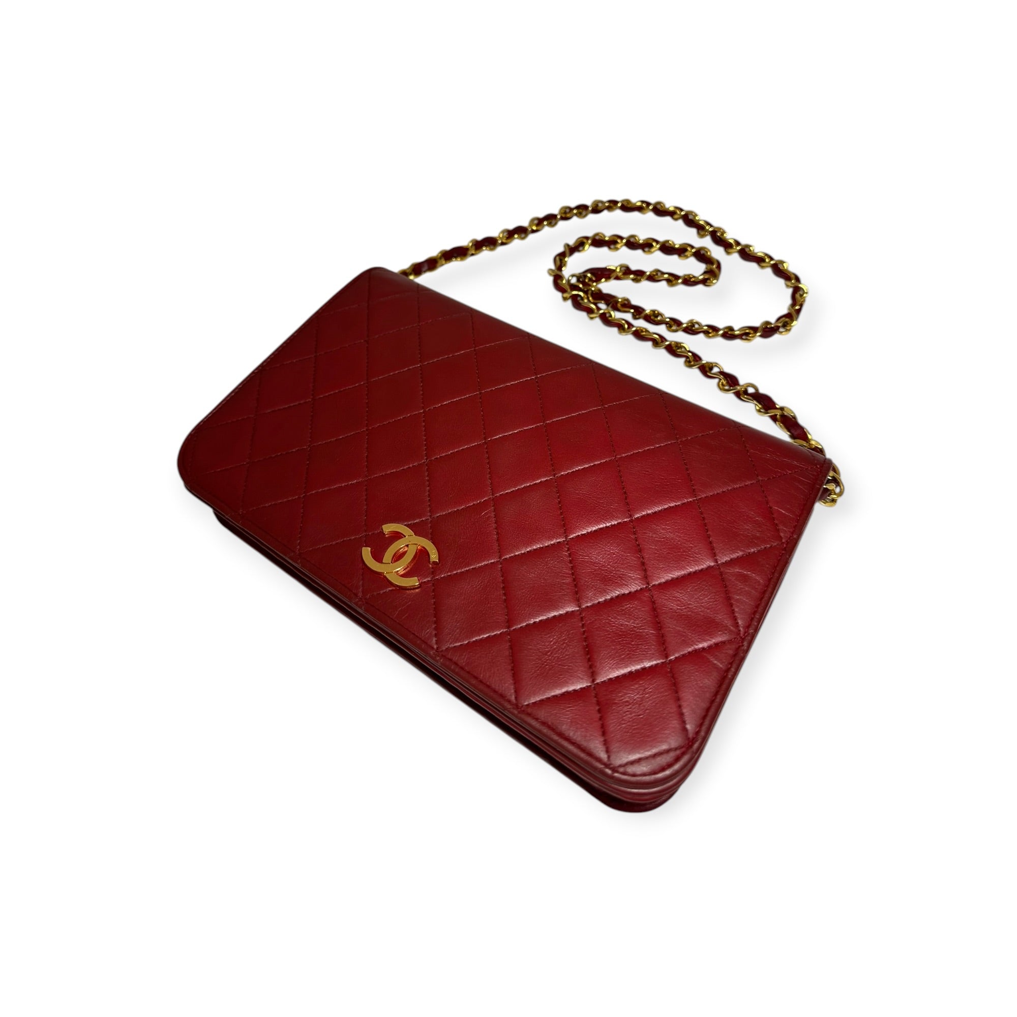 Chanel Coco Mark Matelassé Lambskin One-Shoulder Bag with Gold Hardware, Women's, Red,