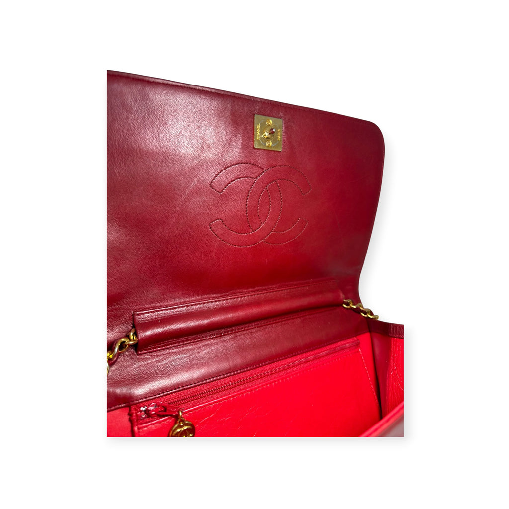 Chanel Coco Mark Matelassé Lambskin One-Shoulder Bag with Gold Hardware, Women's, Red,