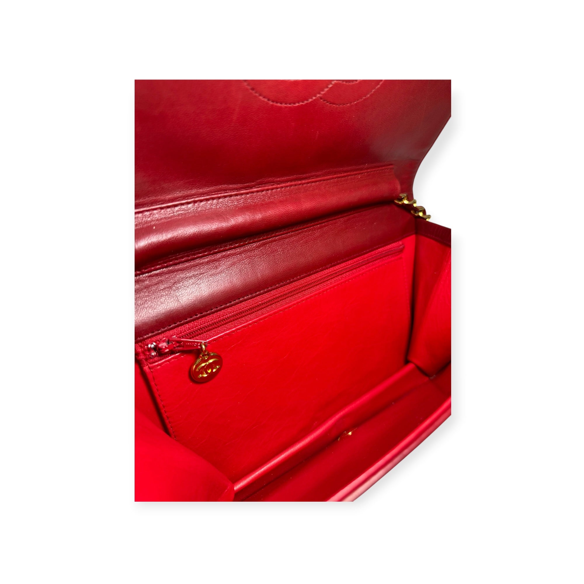 Chanel Coco Mark Matelassé Lambskin One-Shoulder Bag with Gold Hardware, Women's, Red,