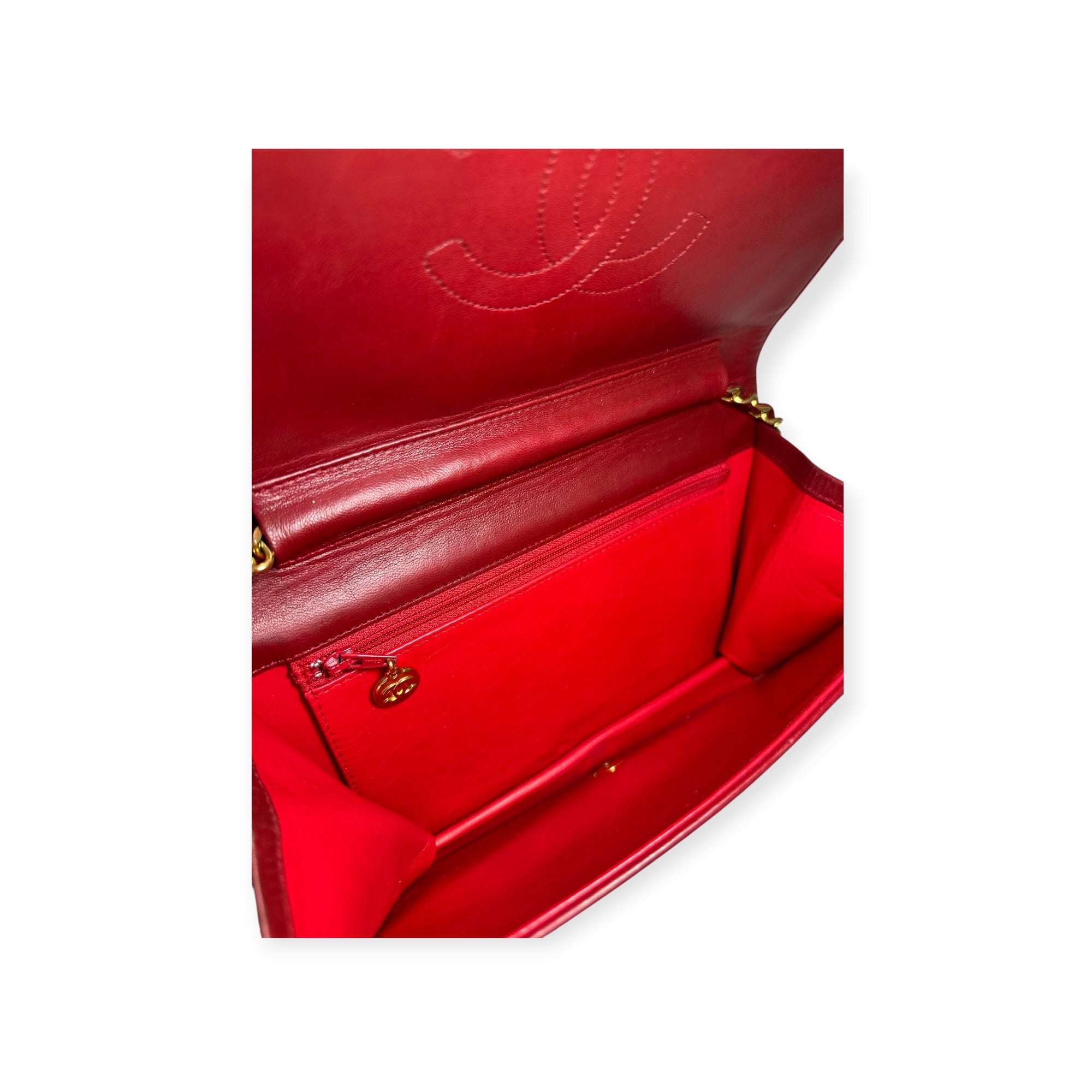 Chanel Coco Mark Matelassé Lambskin One-Shoulder Bag with Gold Hardware, Women's, Red,