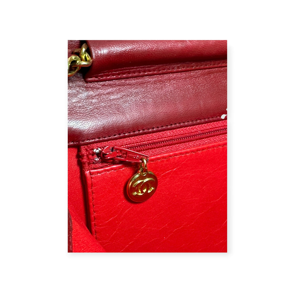 Chanel Coco Mark Matelassé Lambskin One-Shoulder Bag with Gold Hardware, Women's, Red,