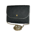 Chanel Coco Mark Cotton Jersey Mini Matelassé Push-Lock Chain Shoulder Bag, Excellent Condition, Black