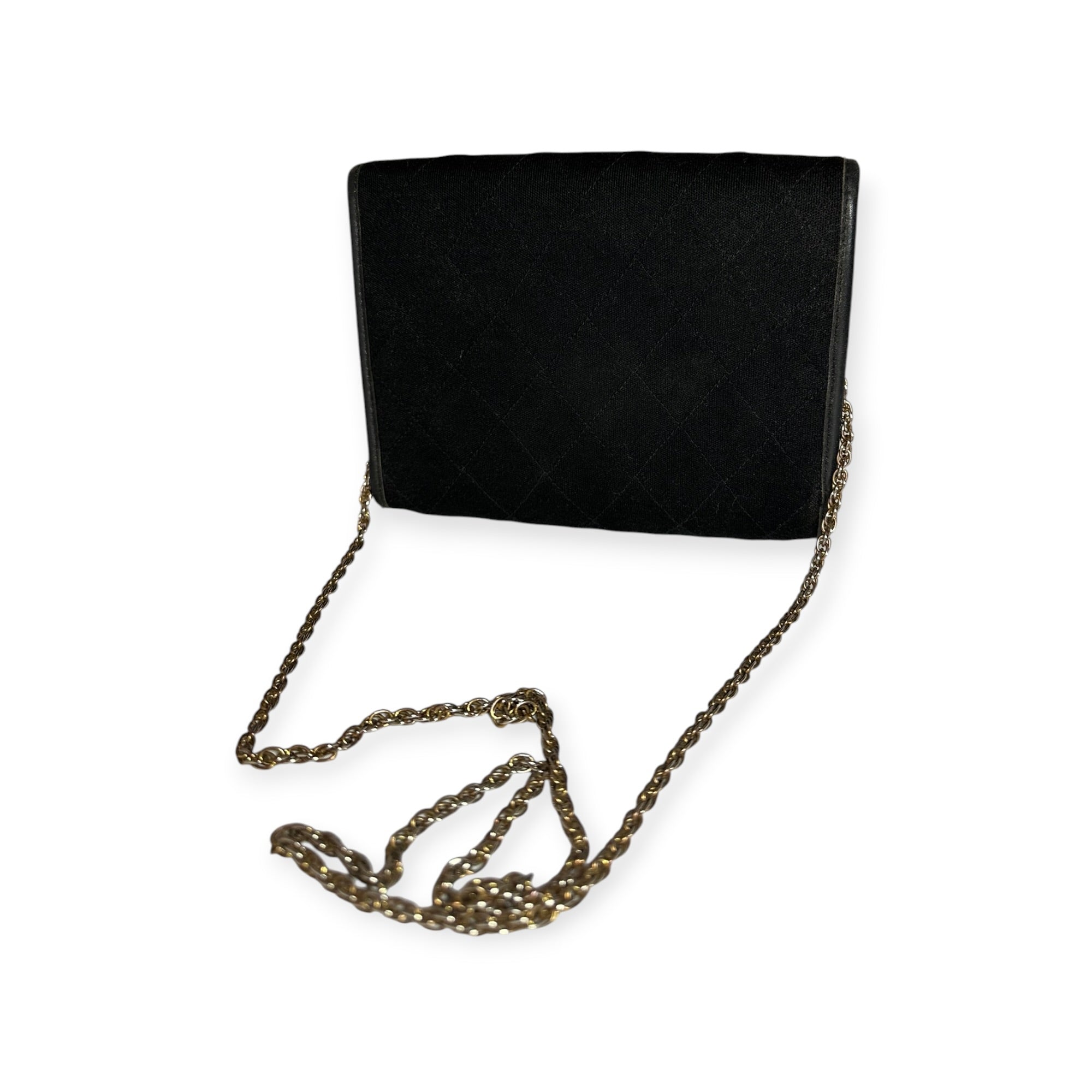 Chanel Coco Mark Cotton Jersey Mini Matelassé Push-Lock Chain Shoulder Bag, Excellent Condition, Black