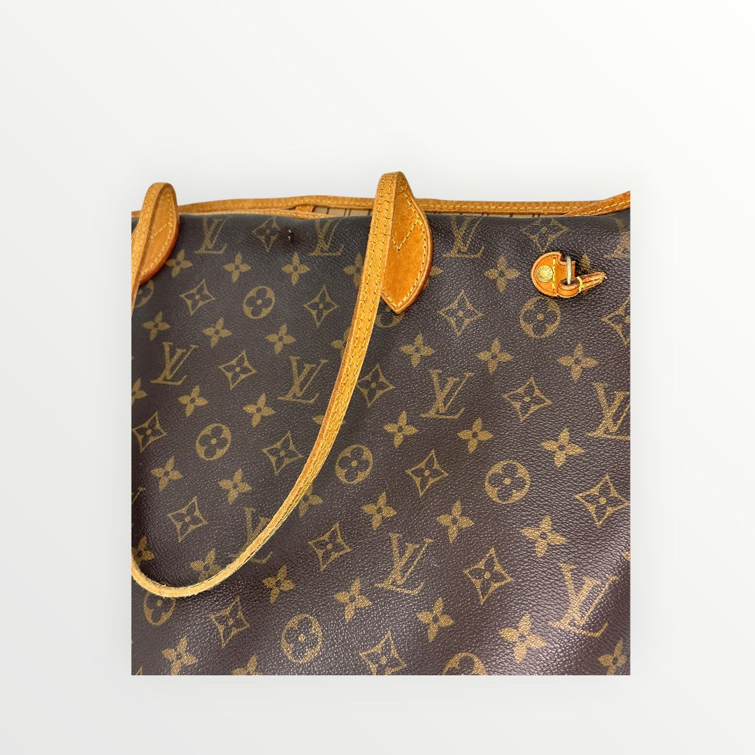 Louis Vuitton Neverfull MM M40156 Monogram Brown Tote Bag