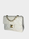 CHANEL Coco Mark Matelassé Leather Crossbody Shoulder Bag with Gold Hardware, Women's, White
