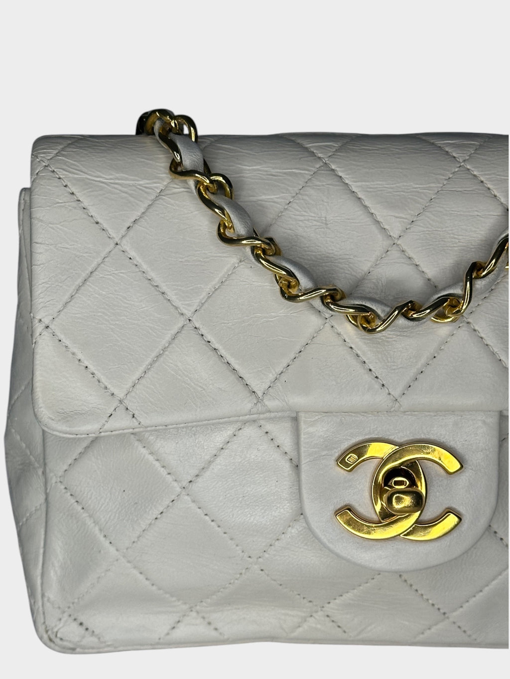 CHANEL Coco Mark Matelassé Leather Crossbody Shoulder Bag with Gold Hardware, Women's, White