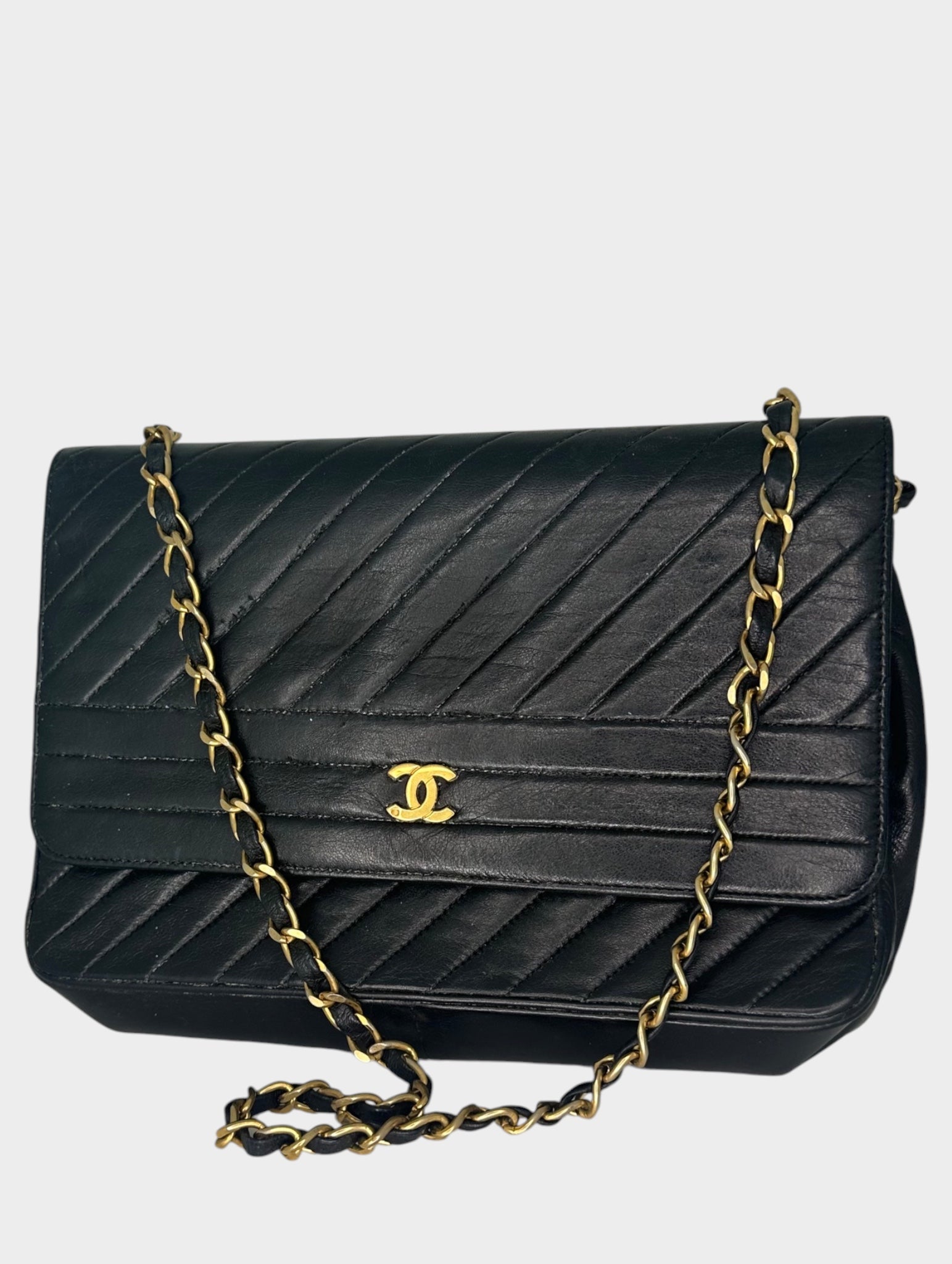 CHANEL Mademoiselle Chain Shoulder Bag, Black, with Dust Bag