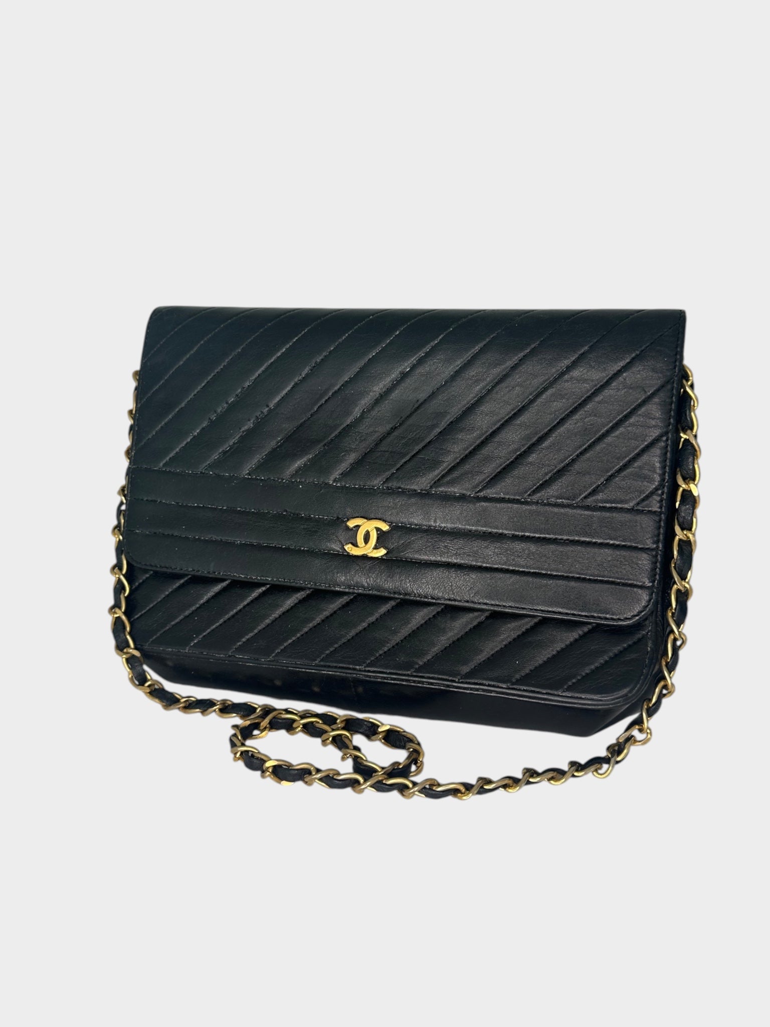CHANEL Mademoiselle Chain Shoulder Bag, Black, with Dust Bag