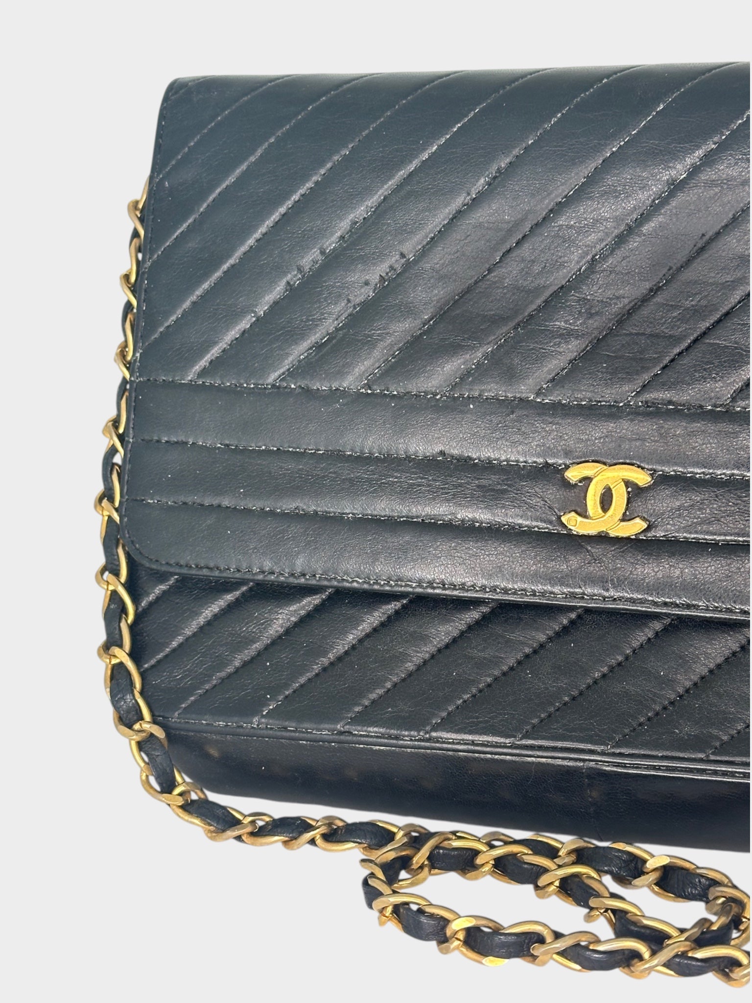 CHANEL Mademoiselle Chain Shoulder Bag, Black, with Dust Bag