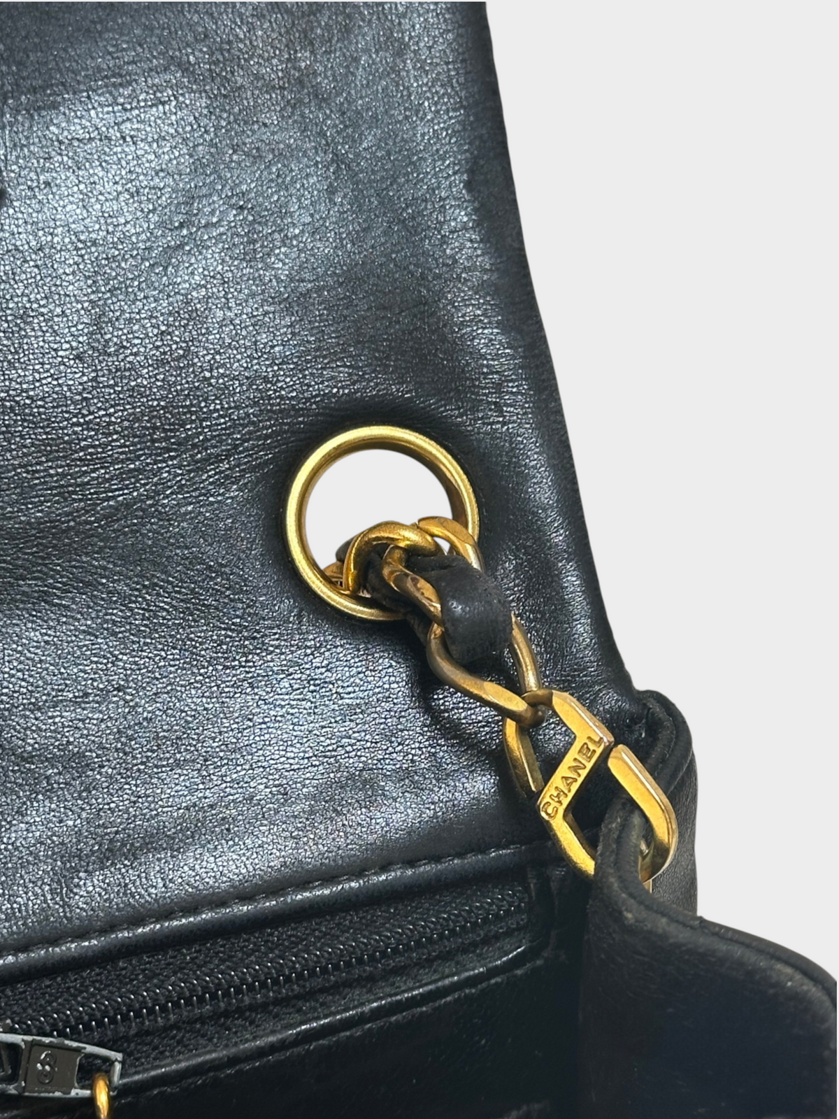 Chanel Chain Shoulder Bag Mini Matelasse Coco Mark Lambskin Leather Black with Gold Hardware