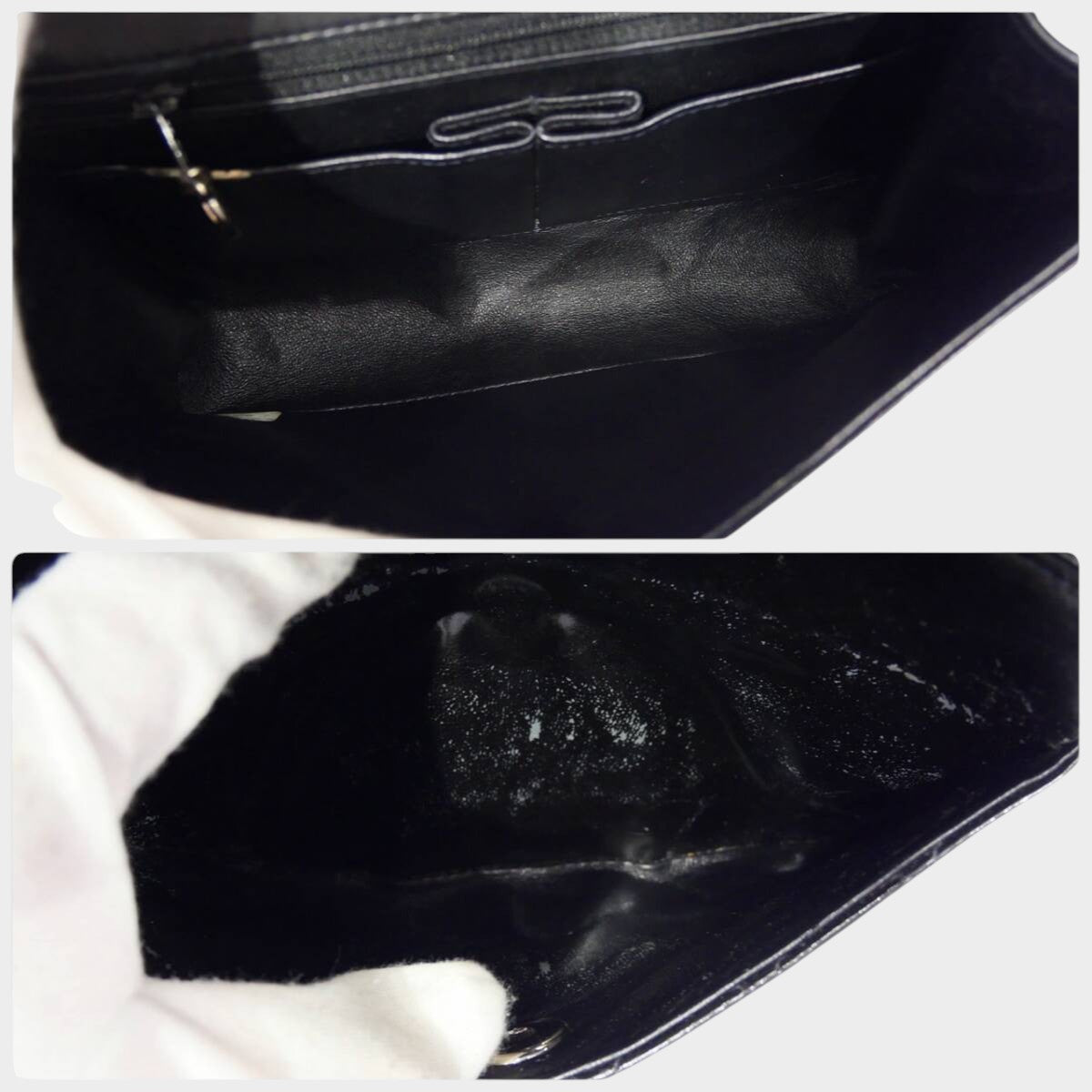 CHANEL Matelassé Chain Handbag, Coco Mark, Silver Hardware, Patent Leather, Enamel, Black, Women'