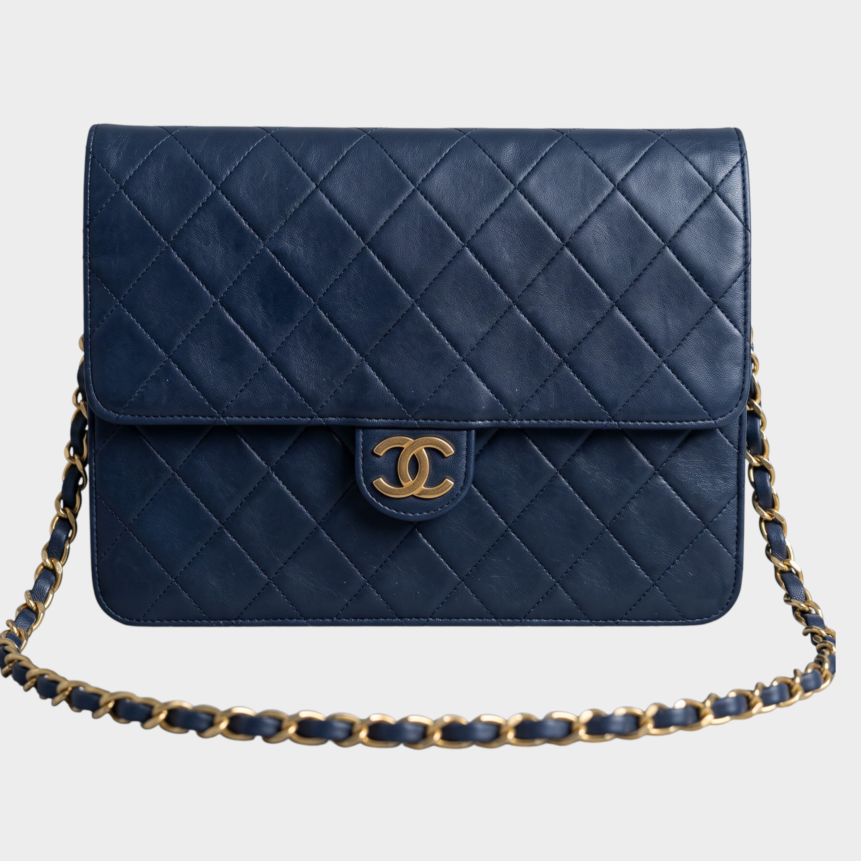 CHANEL Matelassé Coco Mark Push-Lock Chain Bag, Navy tasche
