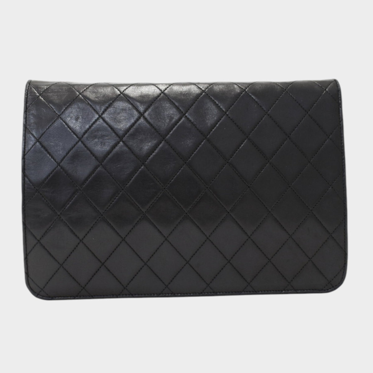 Chain Shoulder Bag Matelassé Single Flap Lambskin Leather Black Tasche