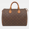 LOUIS VUITTON◆Monogram Speedy◆Toile fabric calf leather genuine leather◆Handbag◆Brown gold hardware