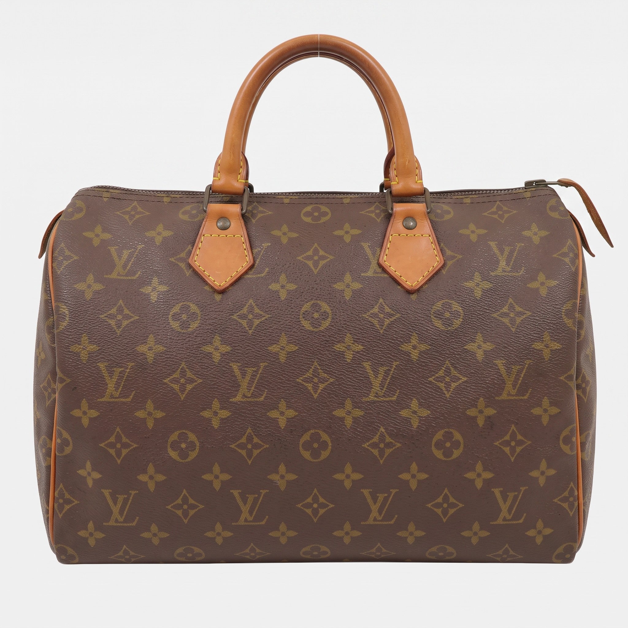 LOUIS VUITTON◆Monogram Speedy◆Toile fabric calf leather genuine leather◆Handbag◆Brown gold hardware