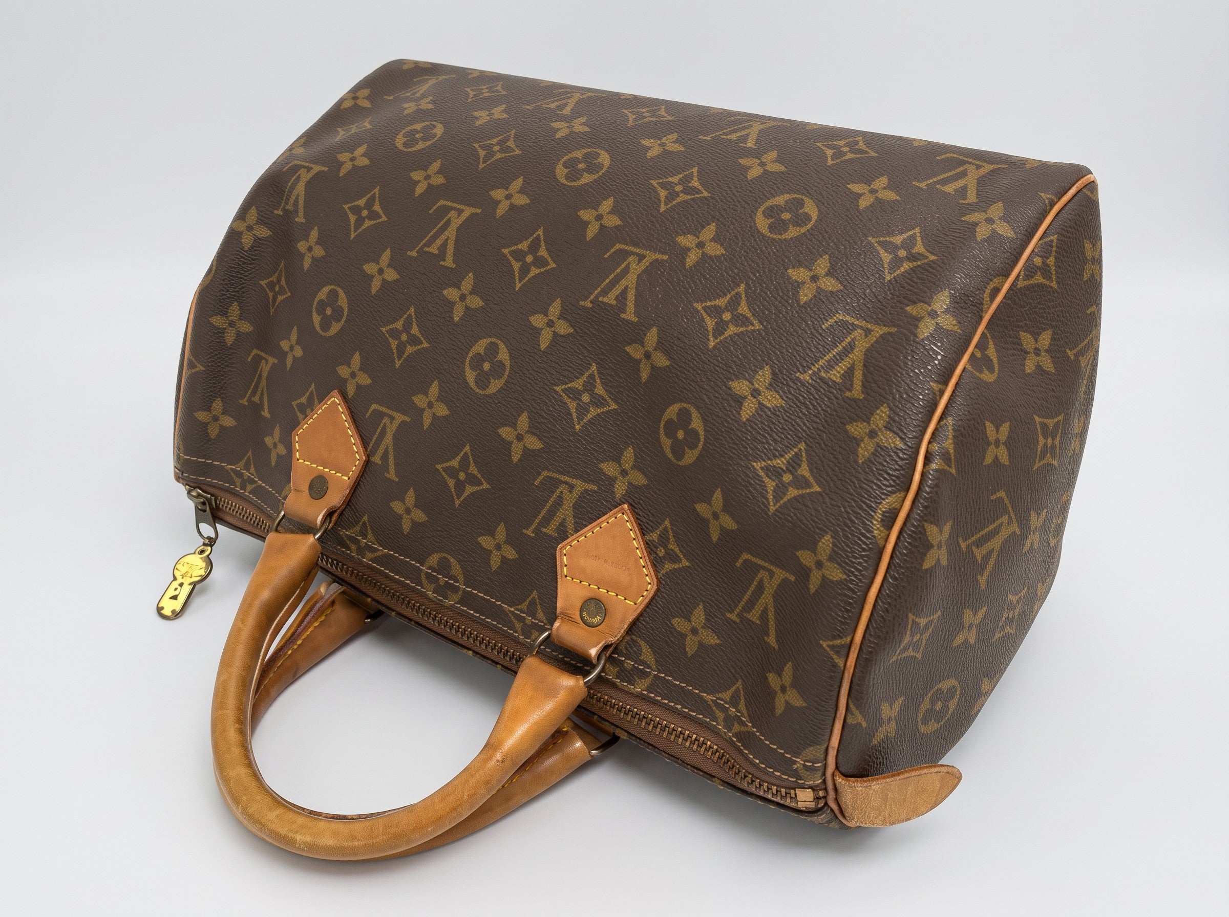 LOUIS VUITTON M41526 Monogram Speedy 30 TALON Zipper USA Made Boston Bag Brown FW6577