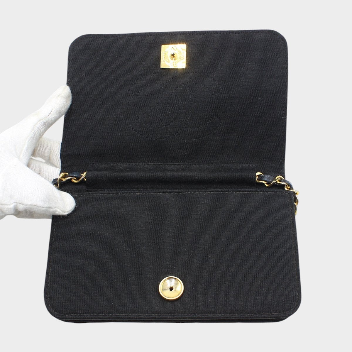 Chanel Jersey Mini Matelassé Chain Shoulder Bag, Black with Gold Hardware, Vintage,