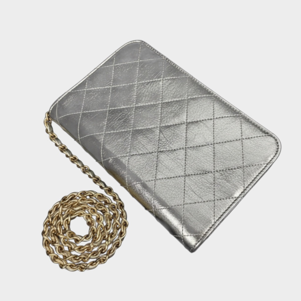 CHANEL Coco Mark Matelassé Leather Crossbody Shoulder Bag with Gold Hardware, Gold Tone,