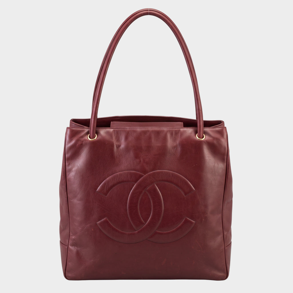 CHANEL Vintage Large Coco Mark Tote Handbag, Lambskin, Tasche