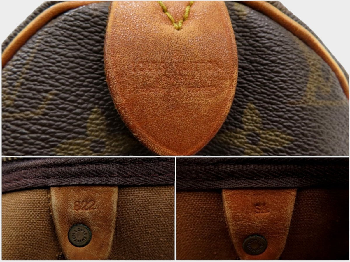 LOUIS VUITTON◆Monogram Speedy◆Toile fabric, calf leather, genuine leather◆Handbag, mini Boston bag◆Brown, gold