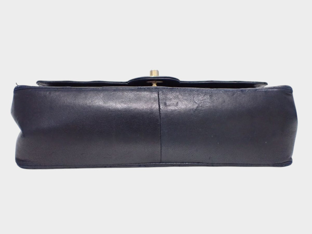 CHANEL Matelassé Double Flap Coco Mark Black Gold Lambskin Vintage No Serial Number Used
