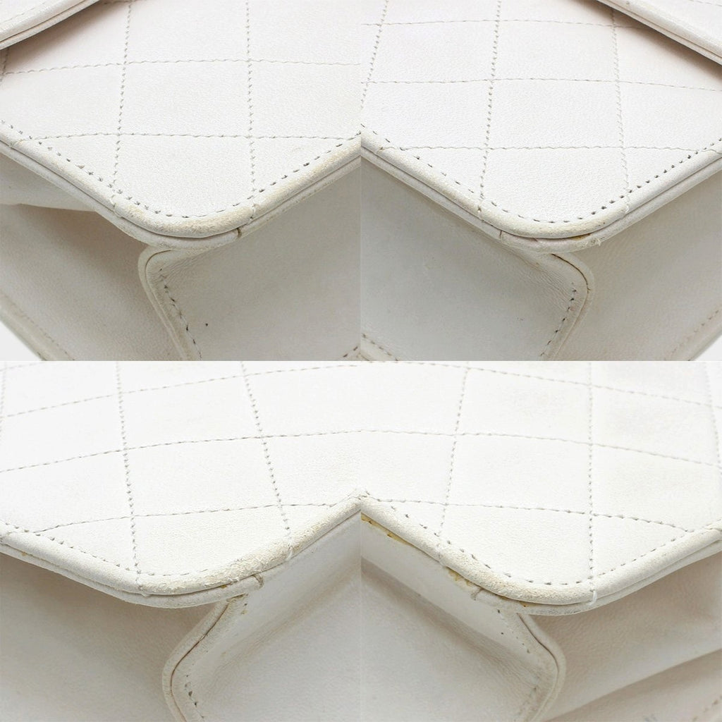 Chanel Leather Matelassé Push-Lock Chain Shoulder Bag White Tasche
