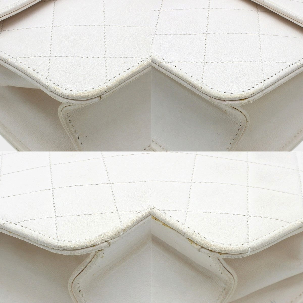 Chanel Leather Matelassé Push-Lock Chain Shoulder Bag White Tasche