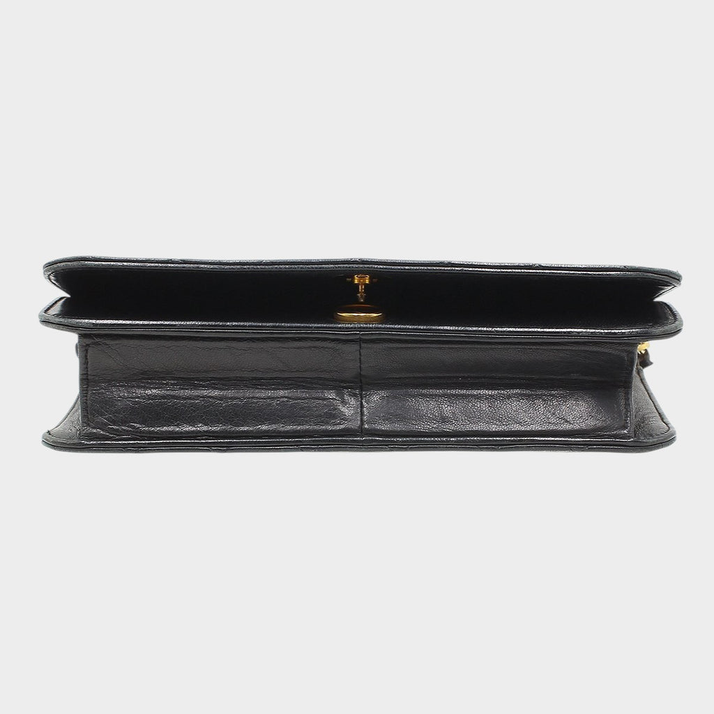 Chanel Matelassé Push-Lock Chain Shoulder Bag, Black with Gold Hardware, Vintage, CHANEL,