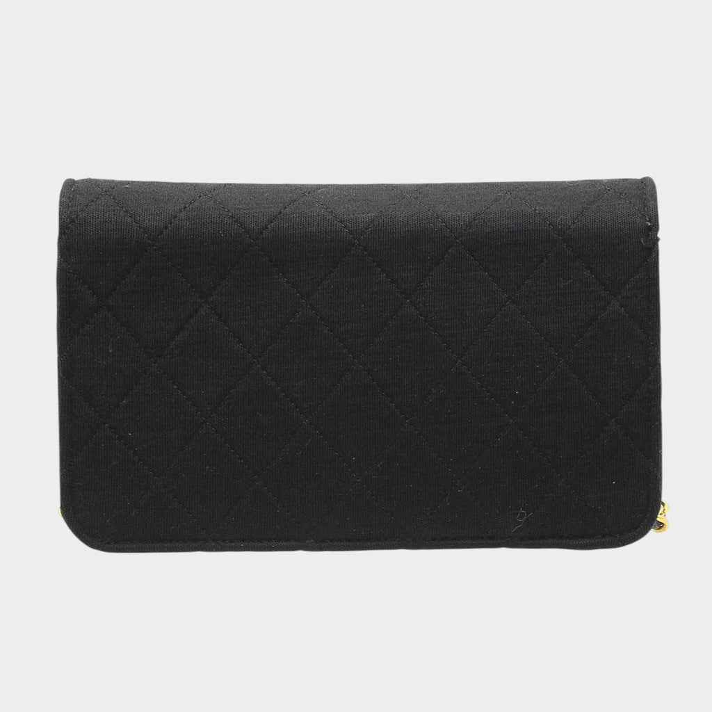 Chanel Jersey Mini Matelassé Chain Shoulder Bag, Black with Gold Hardware, Vintage,