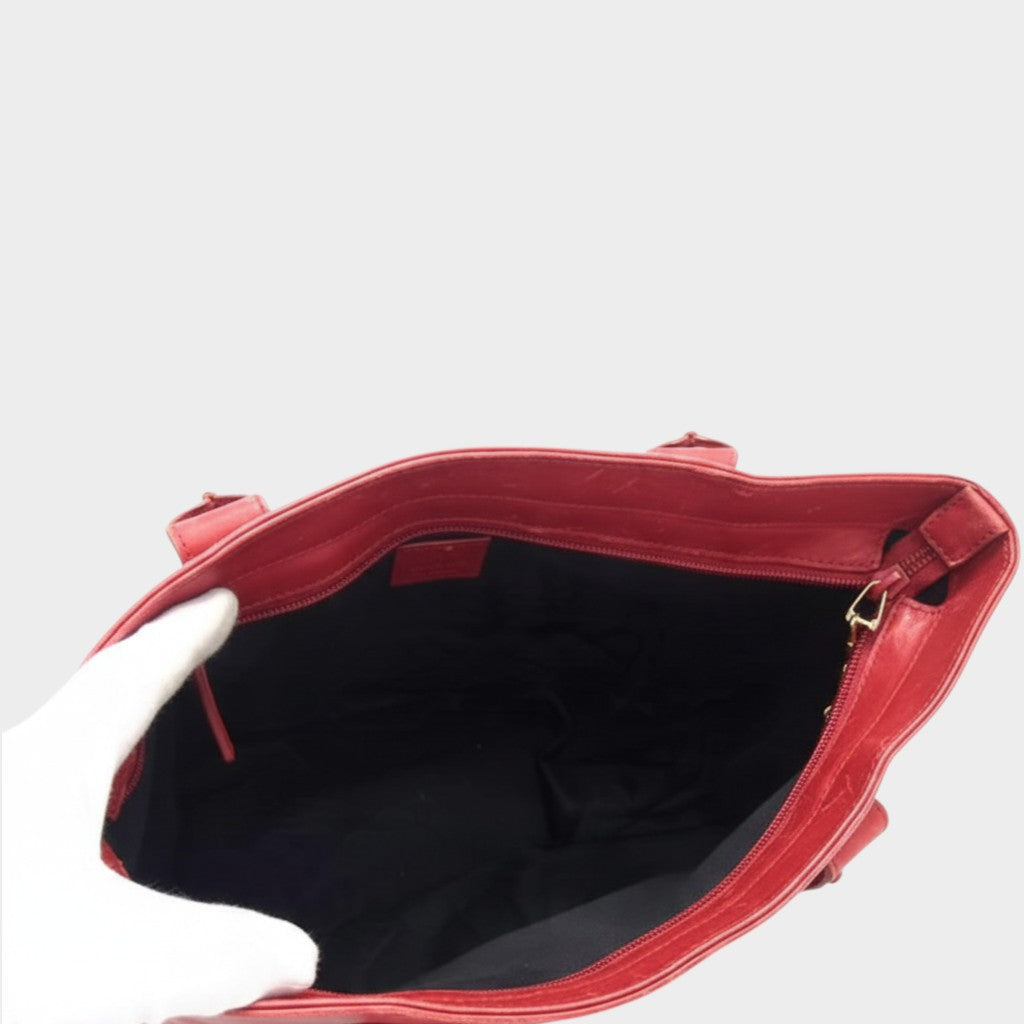 GUCCI 002 1119 GG Canvas x Leather Tote Bag Shoulder Tasche