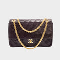 CHANEL Matelassé Coco Mark Double Flap Lambskin Chain Shoulder Bag