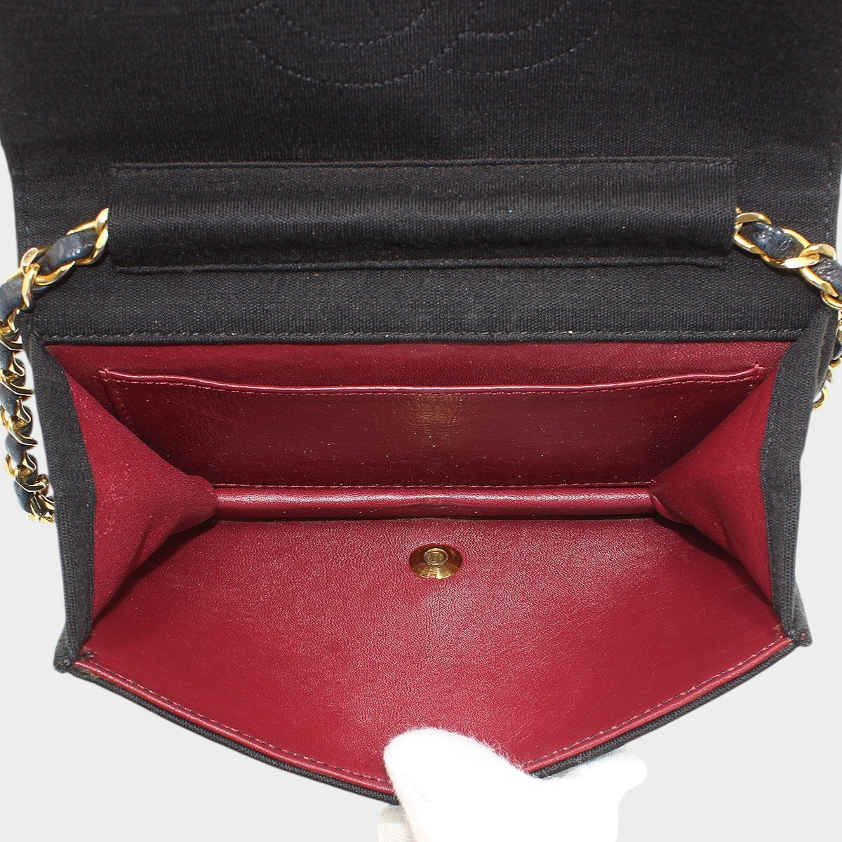 Chanel Jersey Mini Matelassé Chain Shoulder Bag, Black with Gold Hardware, Vintage,