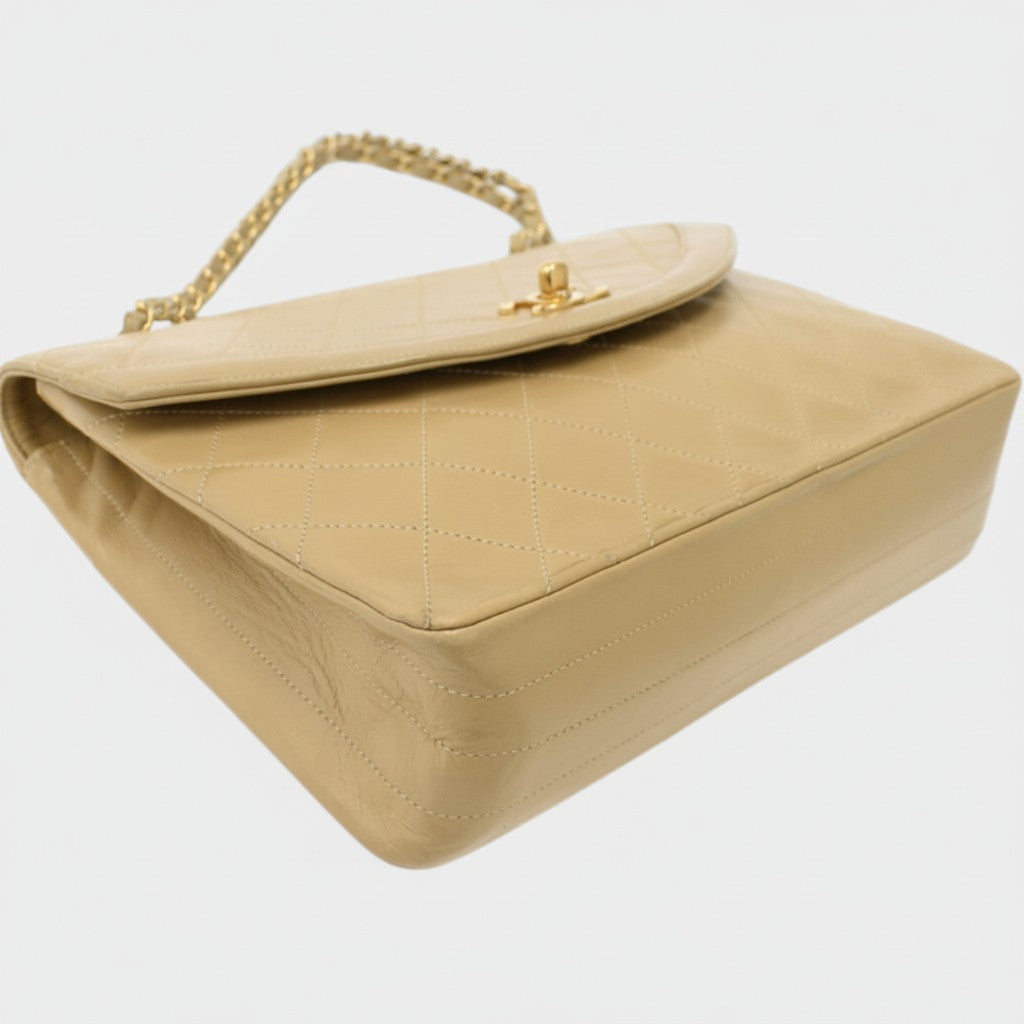 Chanel Chain Shoulder Bag Matelassé Coco Mark Lambskin Leather Tasche
